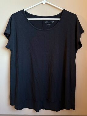 Soft Surroundings Black Cotton Blend Short Sleeve Scoop Neck Tee Size M